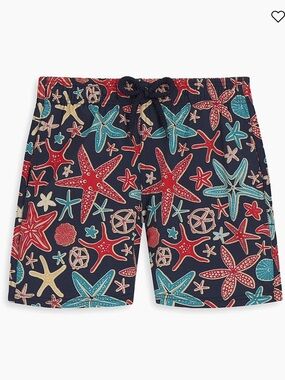 Vilebrequin | Navy Starfish Print Swim Trunks | Blue Marine | Boys 14